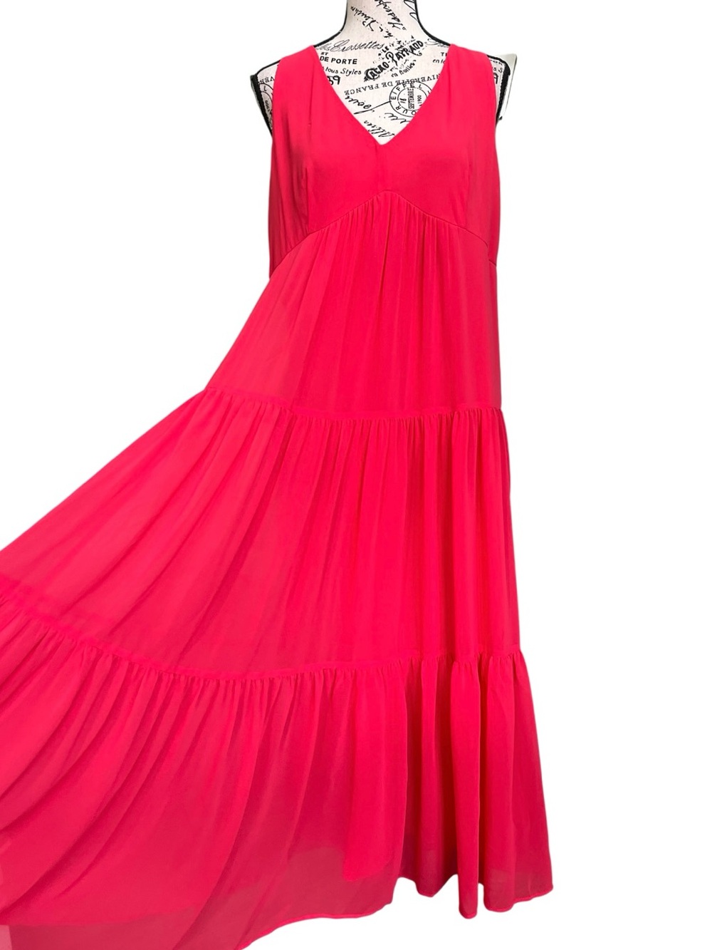 Just...Taylor Hot Pink Sleeveless Tiered Maxi Dress